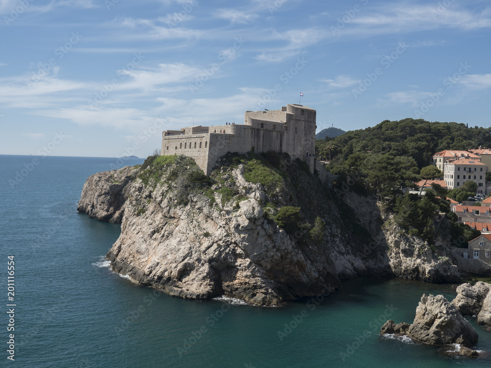 Fort Lovrijenac, Forteresse Saint Laurent ou Gibraltar de Dubrovnik, en haut d'un rocher, Dalmatie, Croatie