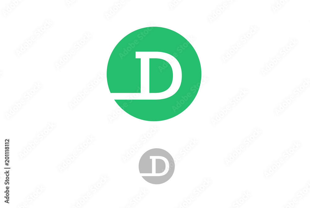 D letter on circle isolated on white background. D letter on circle isolated on white background.