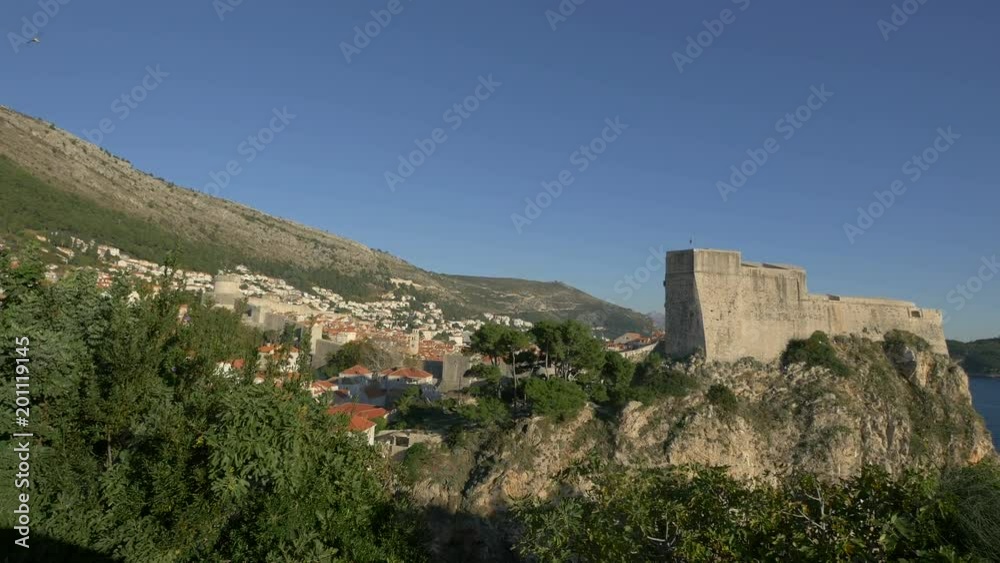 The Lovrijenac fortress on a cliff in Dubrovnik The Lovrijenac fortress on a cliff in Dubrovnik