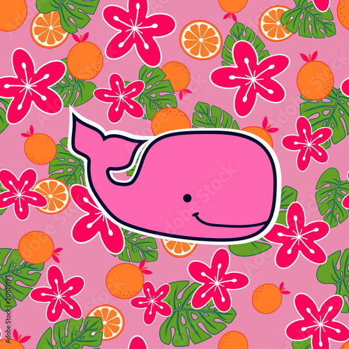 pattern with pink sperm whales