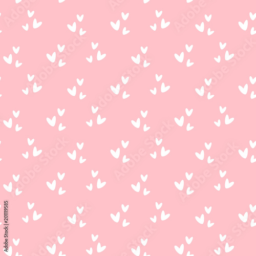 Wallpaper Mural Seamless pattern with hearts on pink background. Vector illustration. Torontodigital.ca