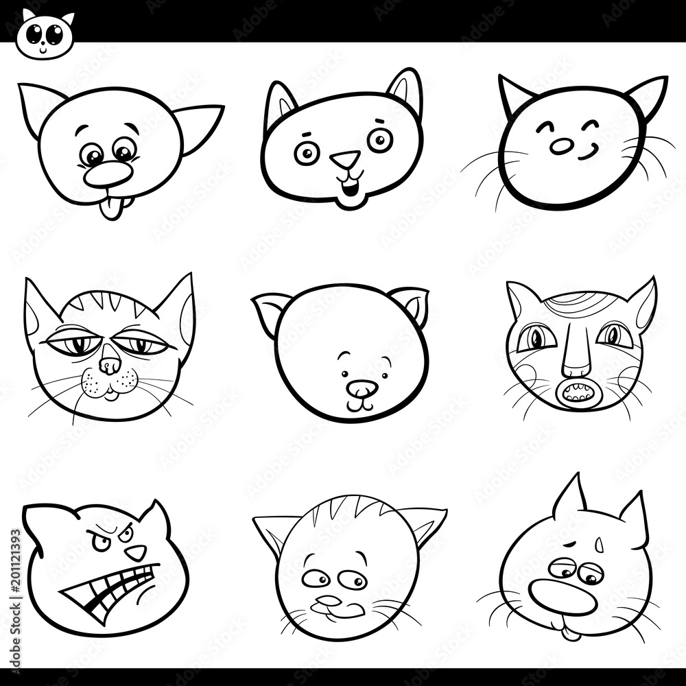 cartoon cats and kittens heads set cartoon cats and kittens heads set
