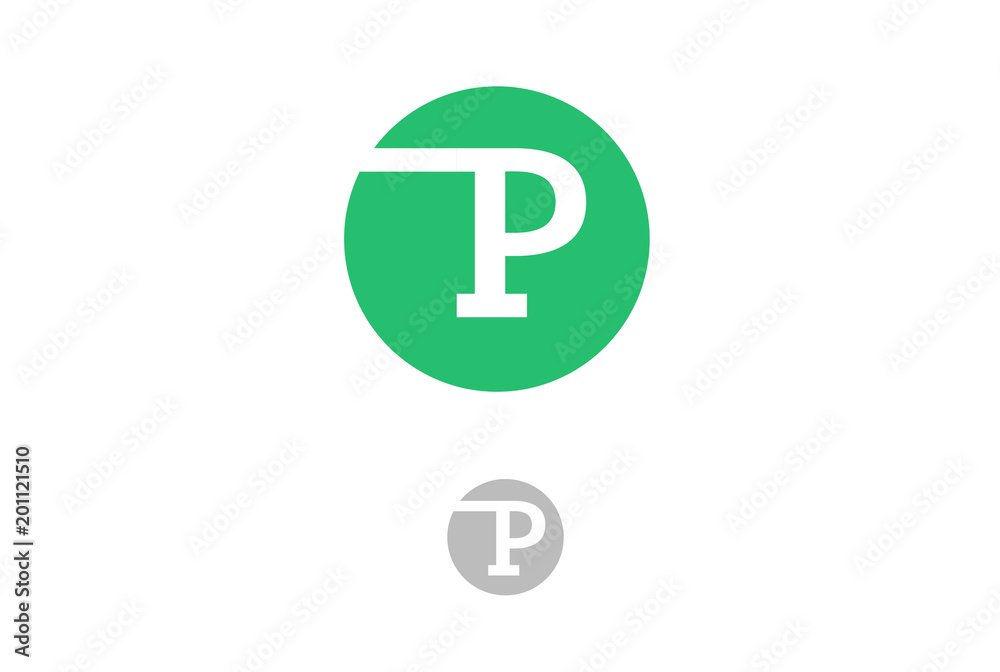 P letter on circle isolated on white background. P letter on circle isolated on white background.