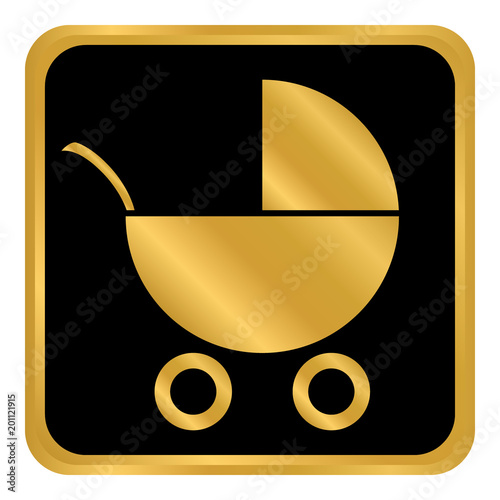 Pram button on white.