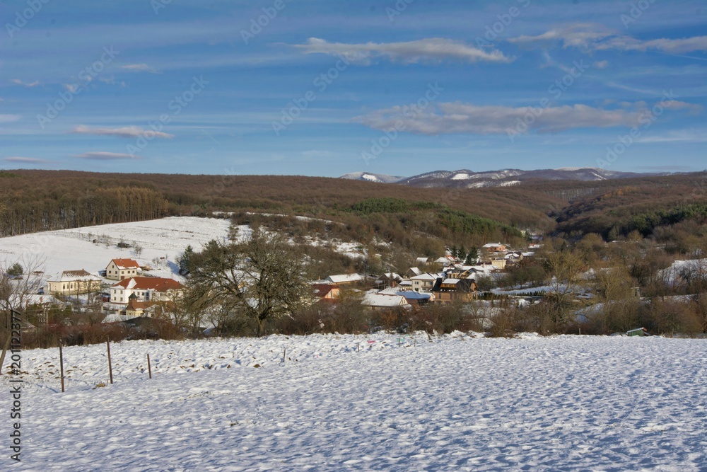 Slovakia Village Winter landscape