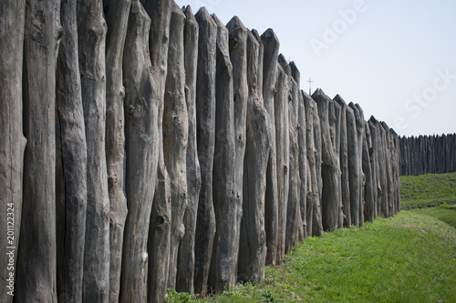 a long fence of logs protects Zaporizhzhya Sich
