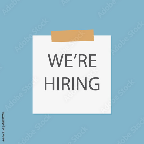 we are hiring written in notebook paper- vector illustration