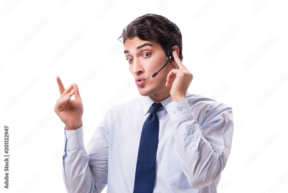 Man with headset isolated on white background Man with headset isolated on white background