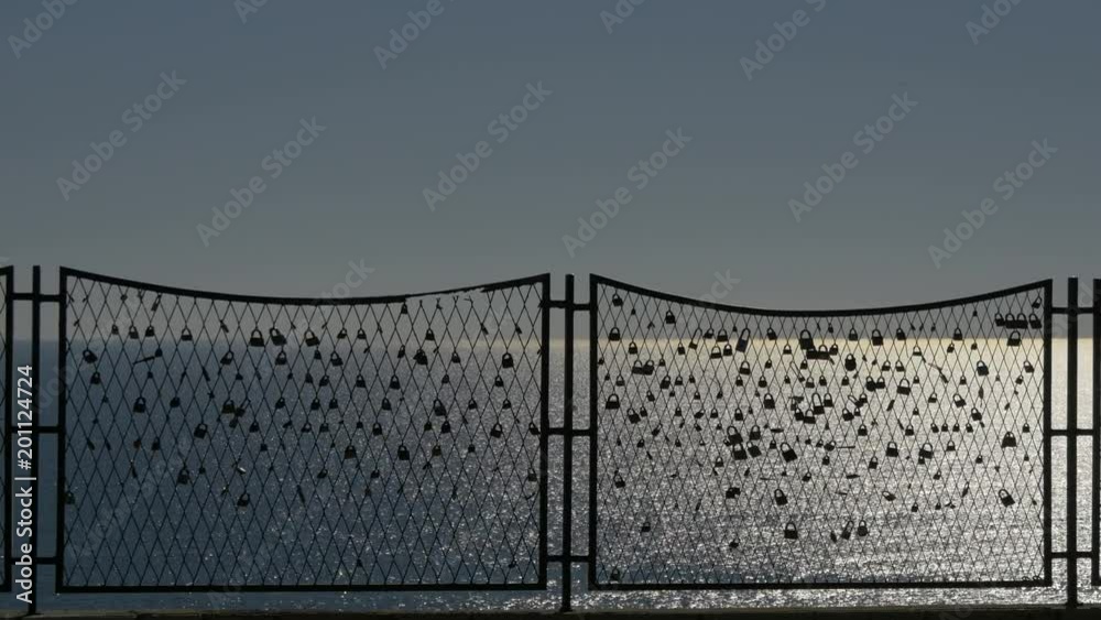 Padlocks on wire fences Padlocks on wire fences