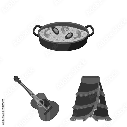 Spain country monochrome icons in set collection for design.Travel and attractions vector symbol stock web illustration.
