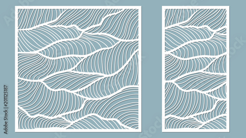 Vector illustration. Decorative panel lines, laser cutting. cut wooden panel.