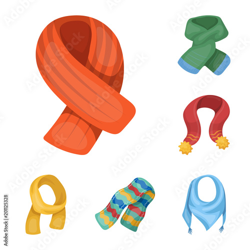 Scarf and Shawl cartoon icons in set collection for design.Clothes and Accessory vector symbol stock web illustration.