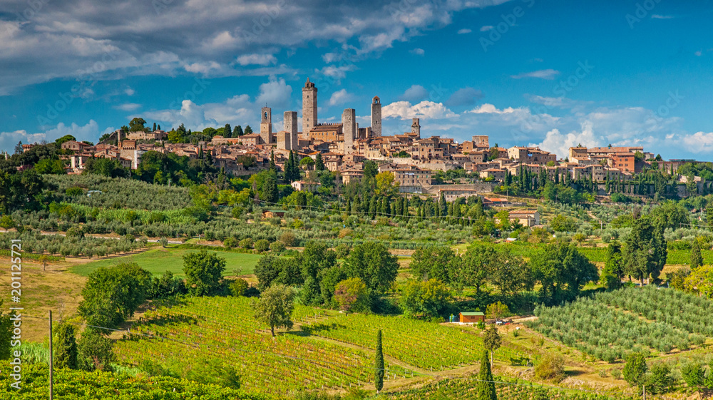 Beautiful view of the medieval town of San Gimignano, Tuscany, Italy