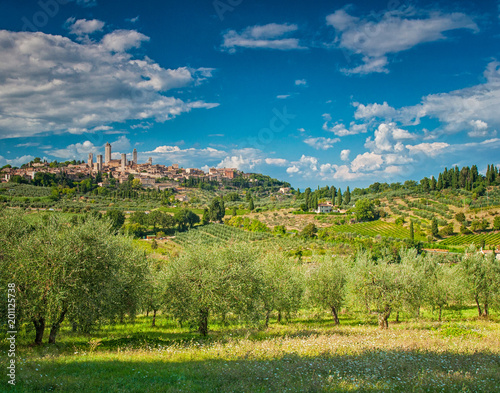 Beautiful view of the medieval town of San Gimignano, Tuscany, Italy