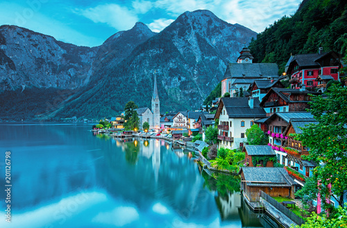 Famous Hallstatt in dusk