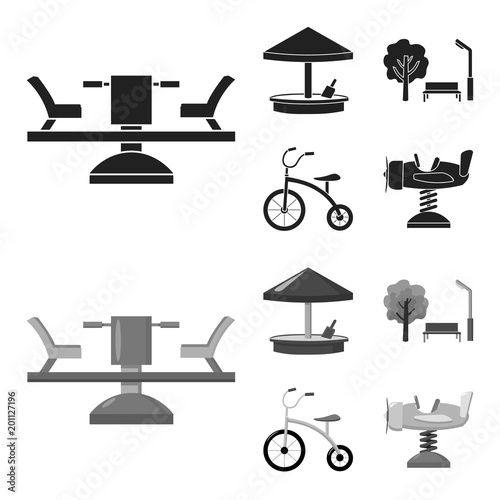 Carousel, sandbox, park, tricycle. Playground set collection icons in black,monochrom style vector symbol stock illustration web.