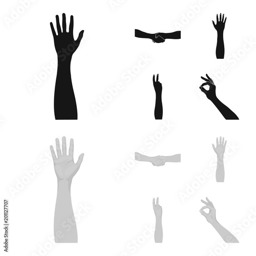 Sign Language black,monochrom icons in set collection for design.Emotional part of communication vector symbol stock web illustration.