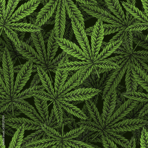 Marijuana leaves seamless pattern.