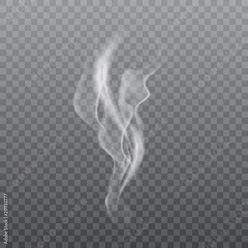 Realistic white smoke on transparent background. Vector.
