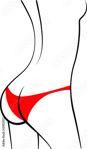 A bare back woman wearing red panties. Concept for periods or menstruation.