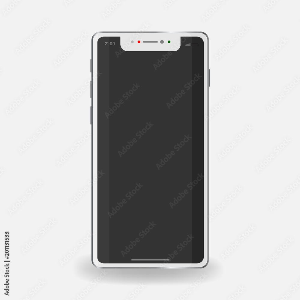 Vector illustration of a realistic white smartphone. Vector layout of the phone off for your design.