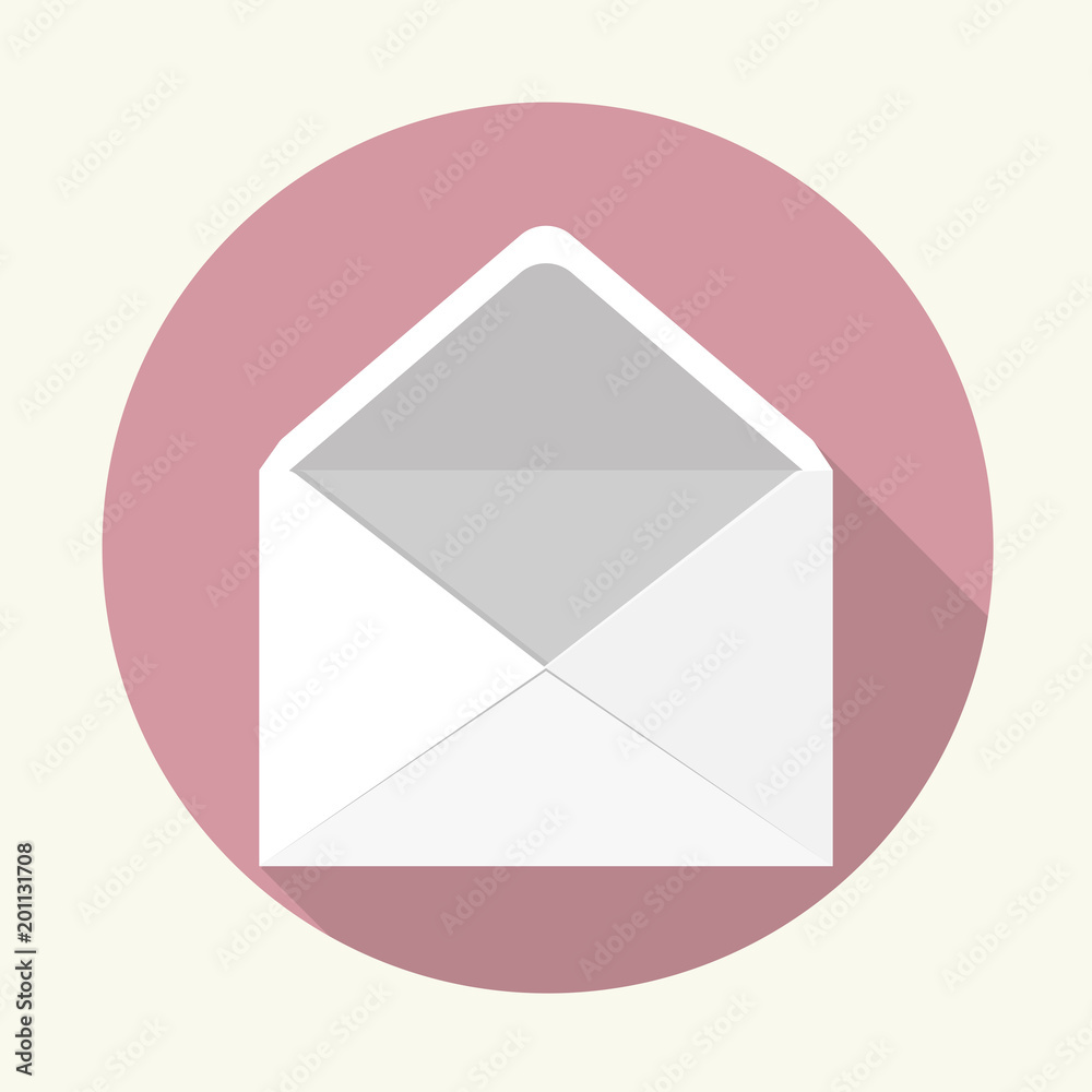 Mail vector icon on flat design. E-mail vector illustration with shadow. Оpen envelope. Mail vector icon on flat design. E-mail vector illustration with shadow. Оpen envelope.