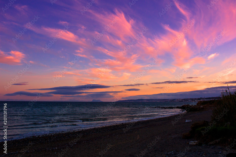 Beach. Sunset on a stone beach in Estepona. Beach. Sunset on a stone beach in Estepona.