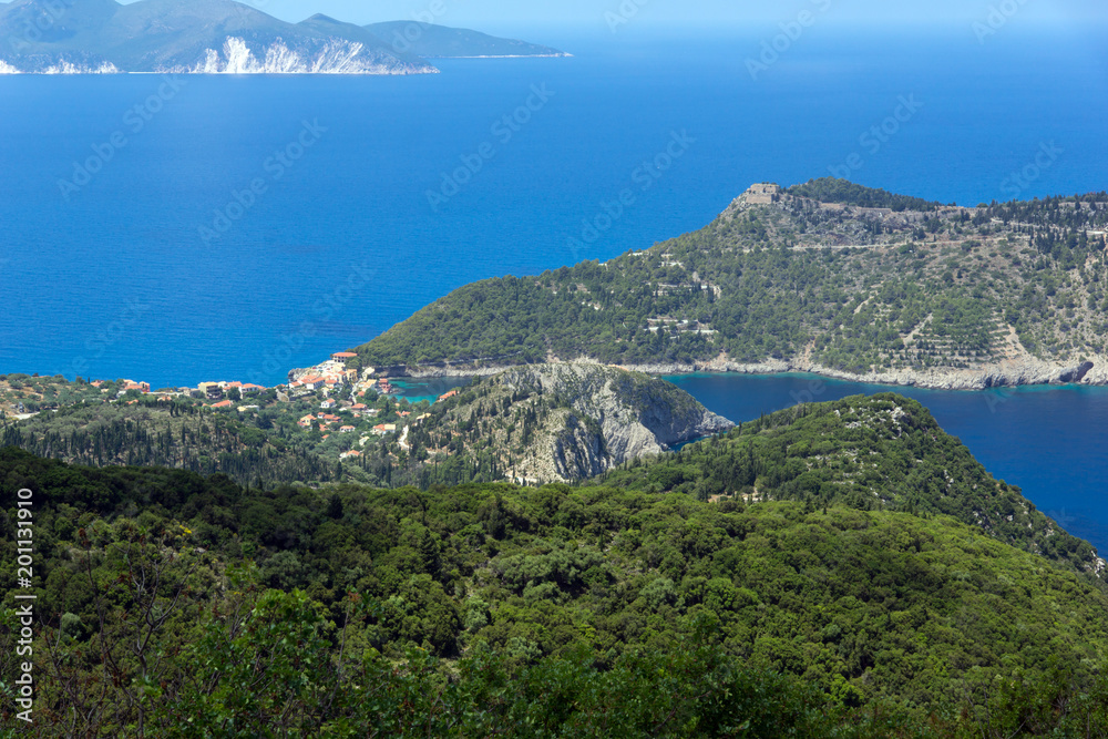 Amazing Landscape of Assos village and beautiful sea bay, Kefalonia, Ionian islands, Greece Amazing Landscape of Assos village and beautiful sea bay, Kefalonia, Ionian islands, Greece