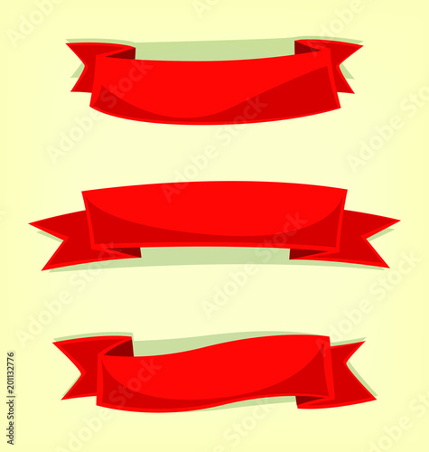 Free Download vector cartoon red ribbon minimalist badge banner illustration template - GFXLoad