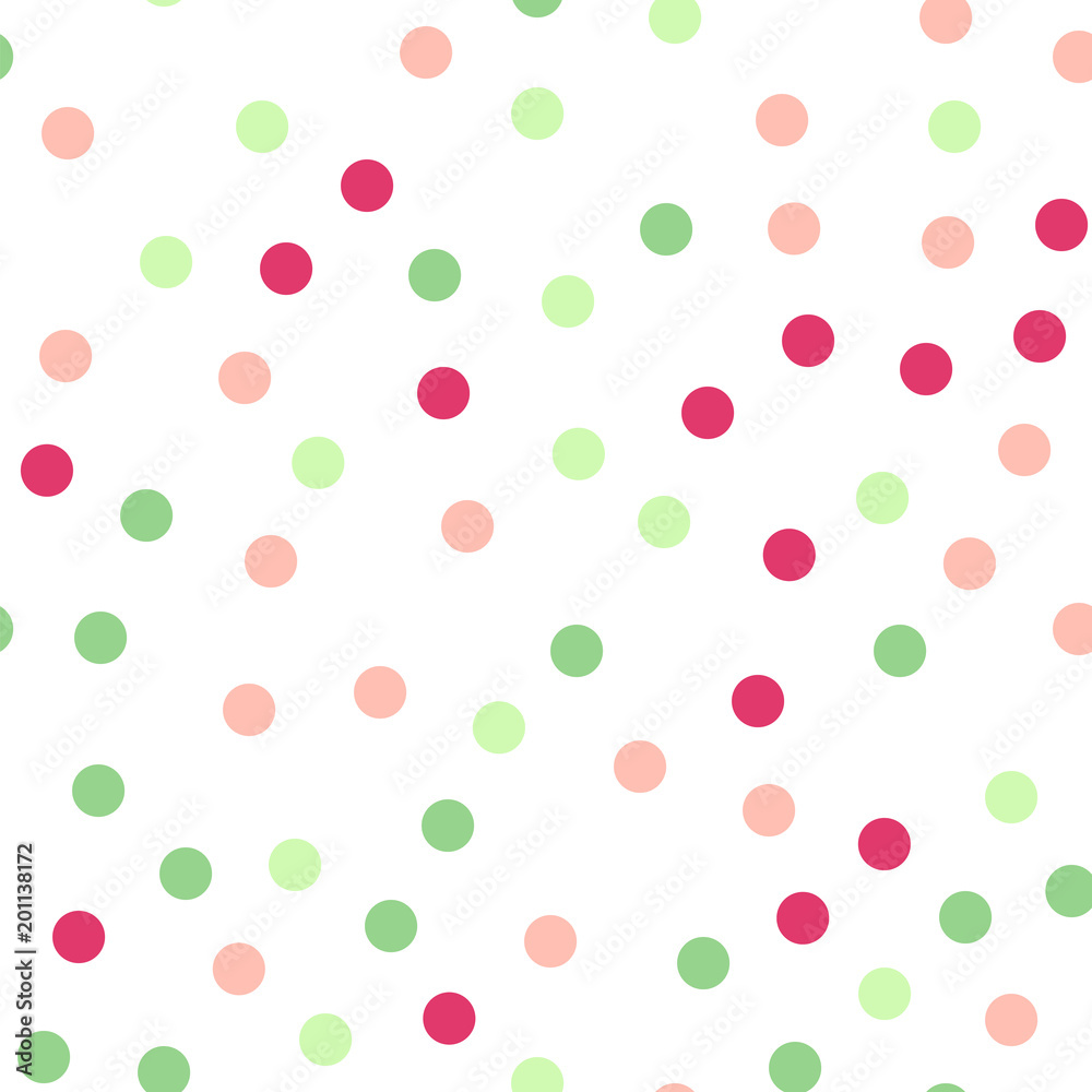 Colorful polka dots seamless pattern on black 20 background. Fetching classic colorful polka dots textile pattern. Seamless scattered confetti fall chaotic decor. Abstract vector illustration.