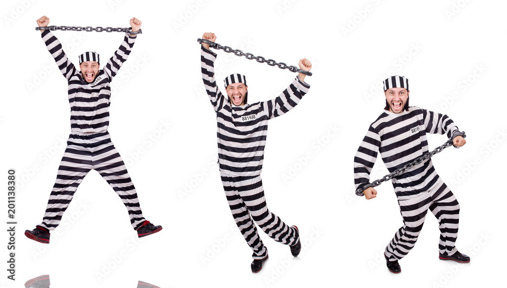 Prison inmate isolated on the white background Prison inmate isolated on the white background
