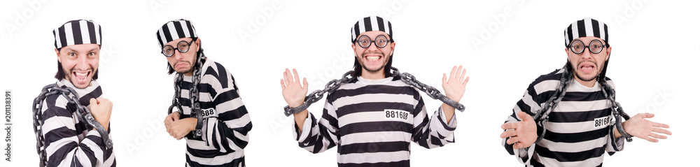 Prison inmate isolated on the white background Prison inmate isolated on the white background