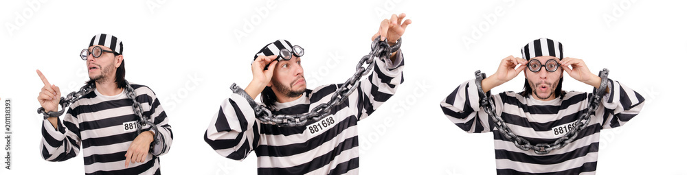 Prison inmate isolated on the white background Prison inmate isolated on the white background