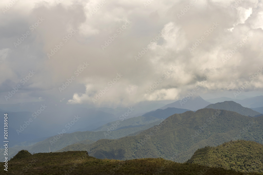 Clouds forming over the Cordillera del Condor on the border of Ecuador with Peru. This pristine mountain range is a site of exceptional plant and animal biodiversity.