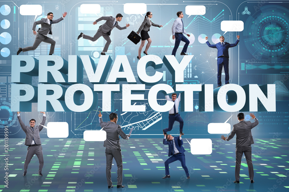 Data privacy protection concept with business people Data privacy protection concept with business people