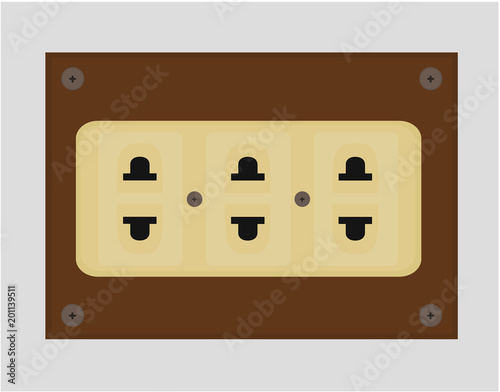 Yellow plastic electrical outlet texture background, illustration design