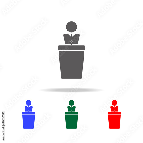 speaker at the stand icon. Elements of people profession in multi colored icons. Premium quality graphic design icon. Simple icon for websites, web design, mobile app