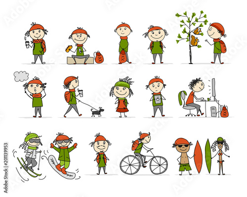 City life, People activity set, sketch for your design
