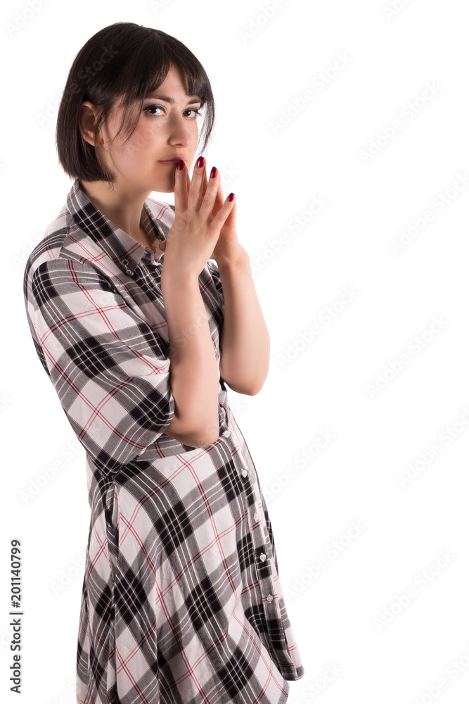 Girl Steepling Her Fingers next to Her Chin Girl Steepling Her Fingers next to Her Chin