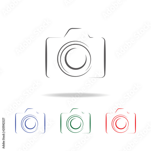 Photo camera silhouette logo icon. Elements of photo camera in multi colored icons. Premium quality graphic design icon. Simple icon for websites, web design, mobile app