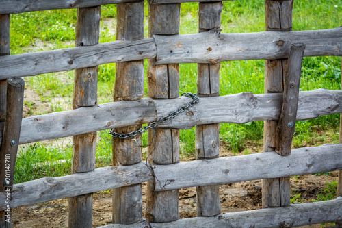 Beautiful wooden gate to the old village