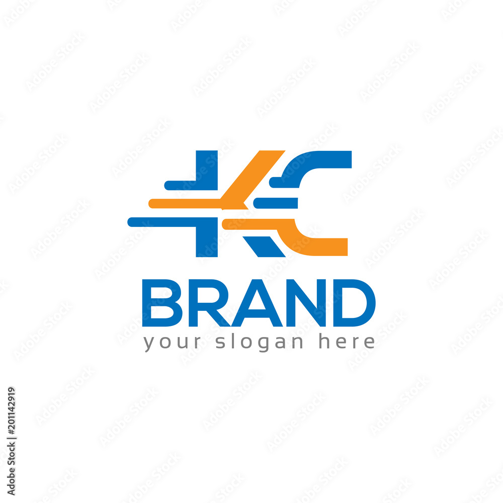 Obraz premium Letter K and C on White background. logo has the impression fast and reliable. Logo Design Template.
