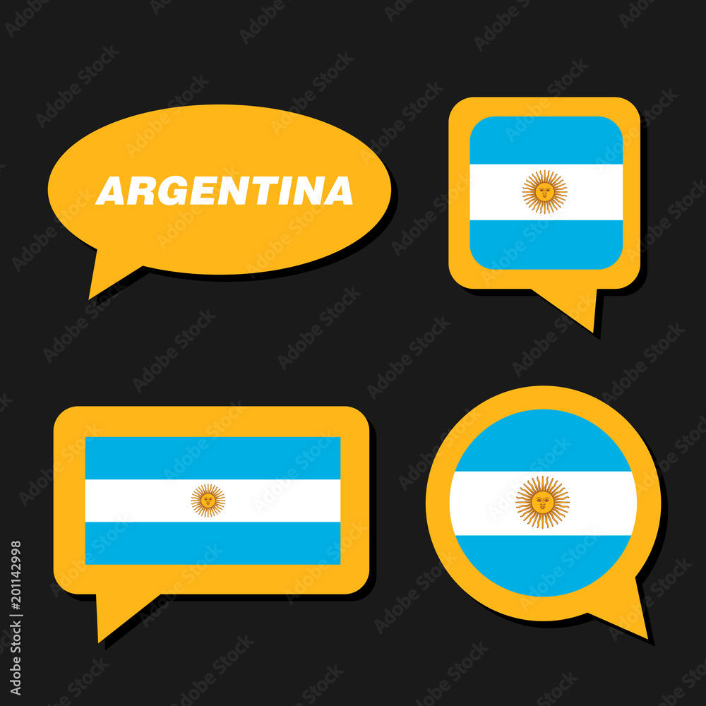 Set of Argentina flag in dialogue bubble Set of Argentina flag in dialogue bubble