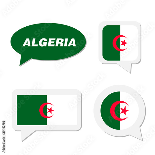 Set of Algeria flag in dialogue bubble Free Download Set of Algeria flag in dialogue bubble - GFXLoad