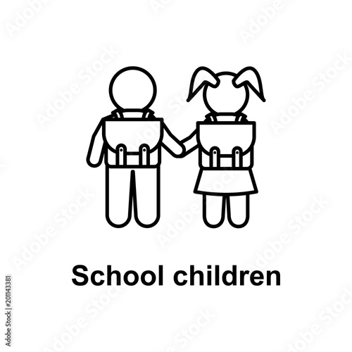 school children go to school icon. Element of school icon for mobile concept and web apps. Thin line icon for website design and development, app development. Premium icon