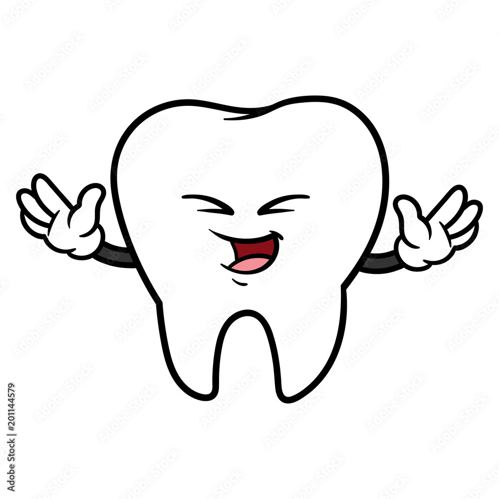 Cartoon Laughing Tooth Character Cartoon Laughing Tooth Character