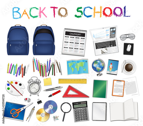 set a real of back to school object vector