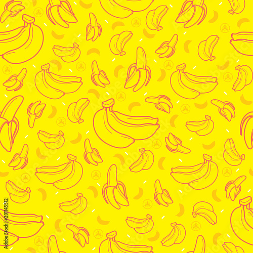Banana fruit seamless summer pattern background vector format