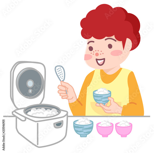ご飯の支度をする主婦
