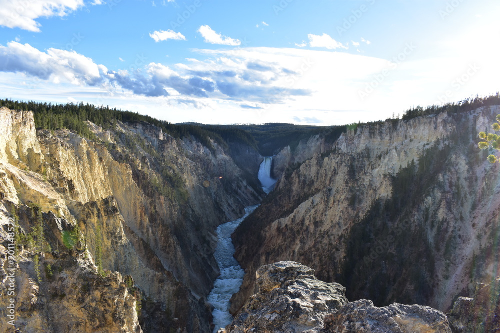 Roaring waterfall, Yellowstone National Park, Grand Canyon of the Yellowstone, Lower Falls, Wyoming